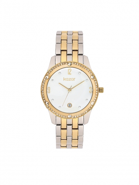 Stříbrné a zlaté hodinky zdobené zirkony 