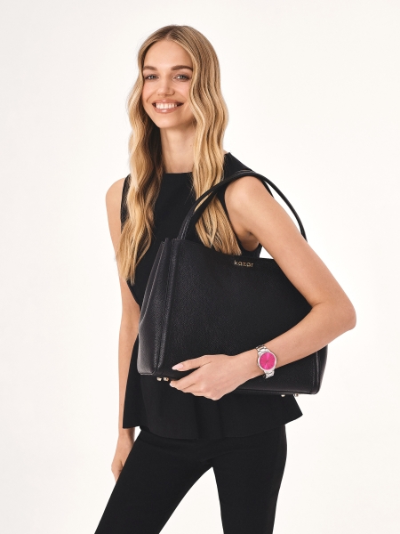 Stříbrné hodinky s růžovým ciferníkem VIVID AURA