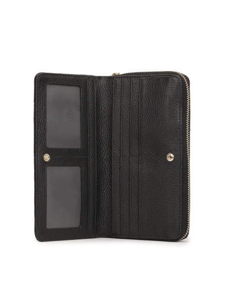 Velká černá peněženka na zip zdobená nýty  ROLETTE