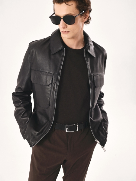 Pánský černo-hnědý oboustranný opasek THEODORIC