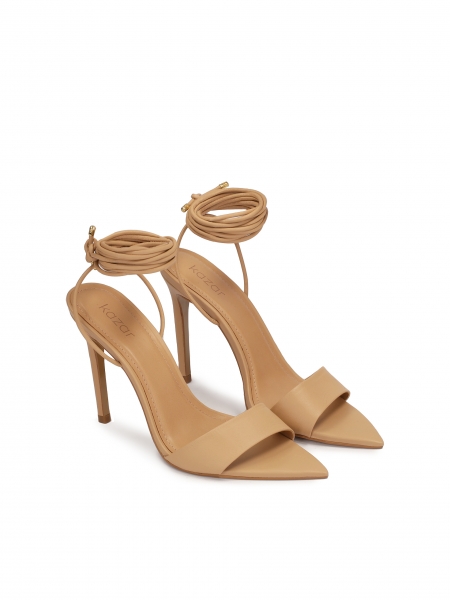 Špičaté kožené sandály se šněrováním kolem kotníku IRINA