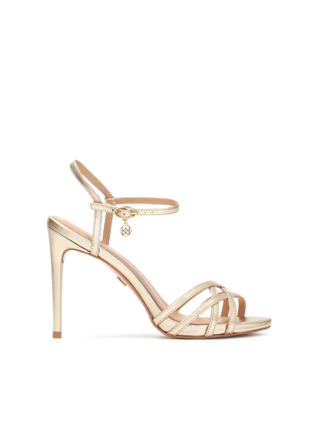 Zlaté sandály s tkanými pásky LAZURITE