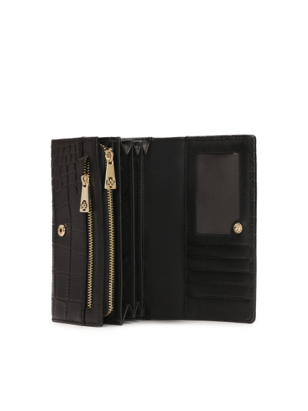 Černá kožená peněženka s motivem Croco SANTI