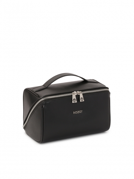 Černá kožená kosmetická taška na zip OLENE