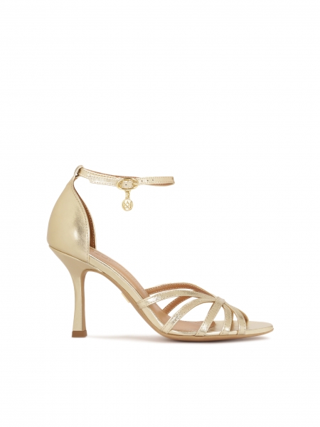 Zlaté sandály se zabudovanými podpatky CRYSTAL