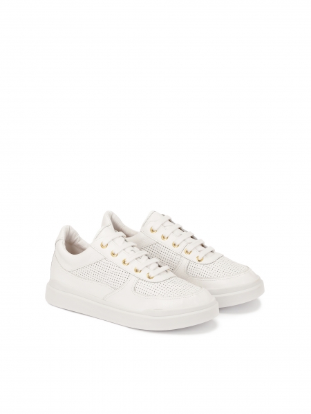 Perforované bílé kožené tenisky ELLA