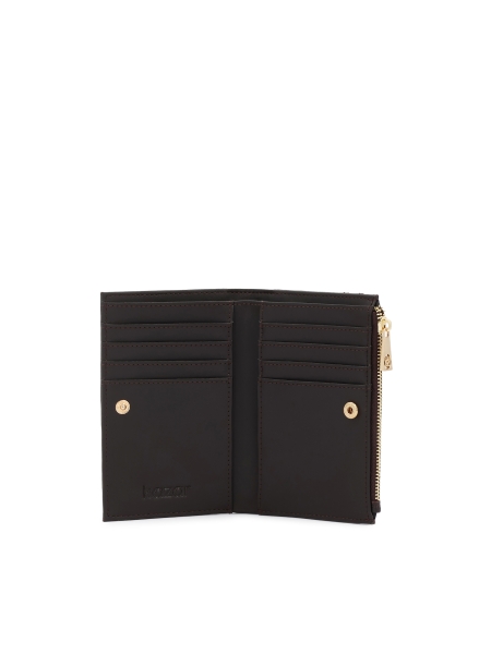 Hnědá kožená peněženka s ražbou a přihrádkou na mince THALIA