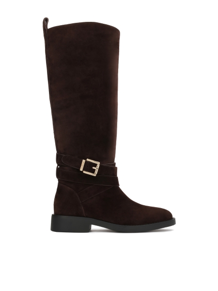 Hnědé semišové nazouvací boty VESLINA