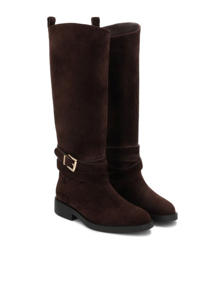 Hnědé semišové nazouvací boty VESLINA