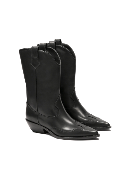 Černé kovbojské boty s nízkými podpatky NEREIDA