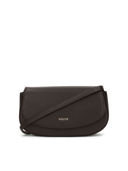 Hnědá pevná kabelka s popruhem přes rameno NALYA