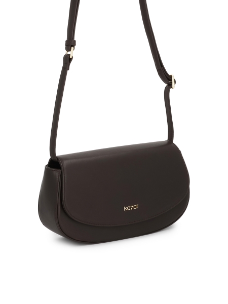 Hnědá pevná kabelka s popruhem přes rameno NALYA