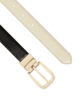 Oboustranný černo-krémový kožený pásek MILL