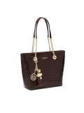 Bordó lesklá kožená kabelka s reliéfem JASMINE