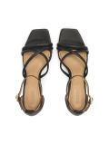 Černé kožené sandály s krytými podpatky CIRI