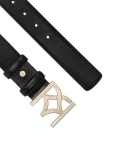 Černý kožený dámský opasek s velkou sponou MANUELA