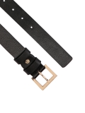 Černý kožený pásek se zlatou sponou MOCA
