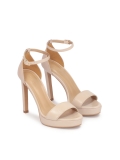 Béžové kožené sandály na jehlovém podpatku s platformou RUDE