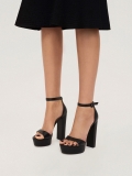 Černé kožené sandály na platformě s blokovým podpatkem AVELA
