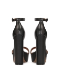 Černé kožené sandály na platformě s blokovým podpatkem AVELA