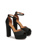 Černé látkové sandály s mohutnou platformou a podpatkem AVELA