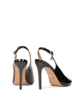 Černé lakované kožené sandály s krytým svrškem AUDE