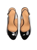 Černé lakované kožené sandály s krytým svrškem AUDE