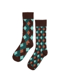 Hnědé a zelené ponožky s kosočtvercovým vzorem THAMES