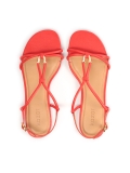 Červené sandály na ploché podrážce s převisem GERI