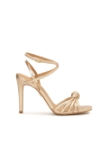 Zlaté sandály na vysokém jehlovém podpatku s tenkými pásky a uzly MEGAN