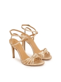 Zlaté sandály na vysokém jehlovém podpatku s tenkými pásky a uzly MEGAN