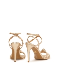 Zlaté sandály na vysokém jehlovém podpatku s tenkými pásky a uzly MEGAN