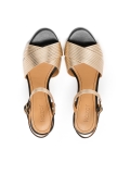 Zlaté a černé sandály ze dvou druhů kůže LILIAN