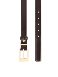 Tmavě hnědý kožený pásek se zlatou sponou AGUADA