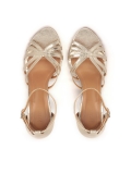 Zlaté sandály se stabilním podpatkem CRYSTAL