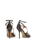 Černé sandály s jemně střiženým svrškem  MEGAN