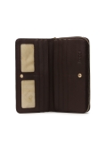 Tmavě hnědá peněženka s prošíváním a logem KAZAR ROLETTE