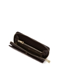 Tmavě hnědá peněženka s prošíváním a logem KAZAR ROLETTE