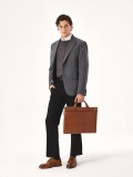 Hnědá kožená brašna na notebook a dokumenty TOMMASSO