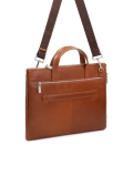 Hnědá kožená brašna na notebook a dokumenty TOMMASSO