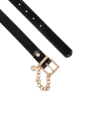 Úzký černý kožený pásek s řetízkem CASCADE