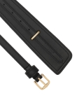 Černý kožený dvoudílný opasek se zlatou sponou HARIET