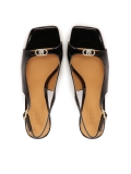 Černé lakované sandály s vykrojeným svrškem FLAME