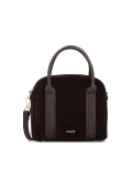 Tmavě hnědá semišová kabelka s koženými uchy ARLENA