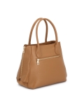 Světle hnědá kožená kabelka s kroužkem na klíče a rozšiřujícími se zámky MARIETTA