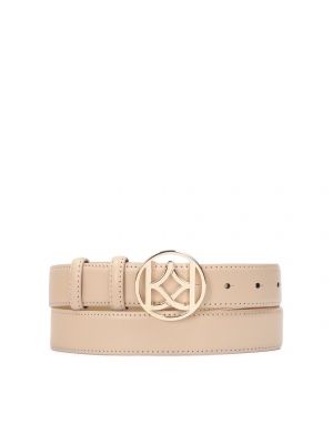 Velký kožený opasek s béžovou přezkou