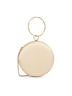 Tuhá kulatá kabelka ze zlaté látky