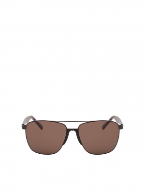 Hnědé polarizační sluneční brýle Aviator