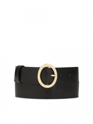 Klasický černý opasek s kulatou sponou