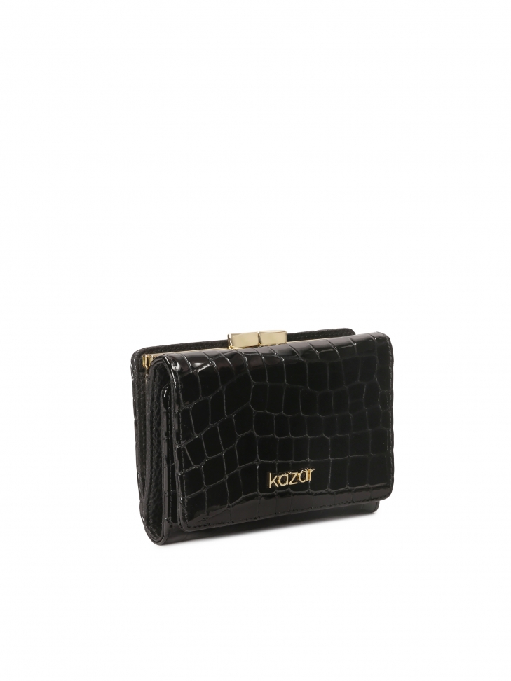 Malá černá peněženka z lakované embosované kůže ASA